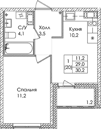 Планировка 1-комн.
