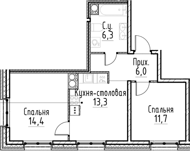 Планировка 3-комн.