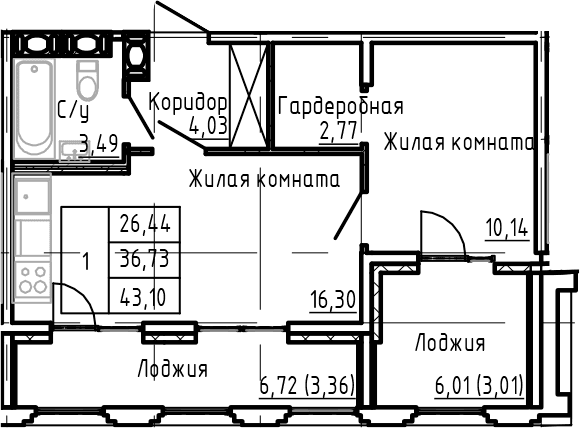 Планировка 2-комн.