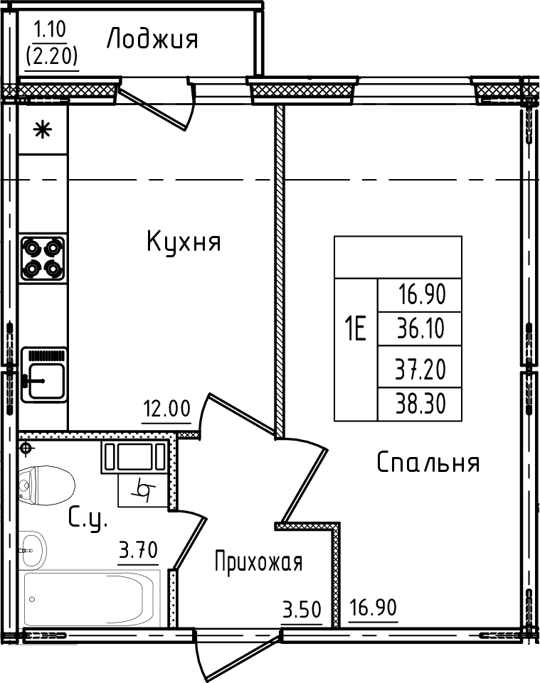 Планировка 1-комн.