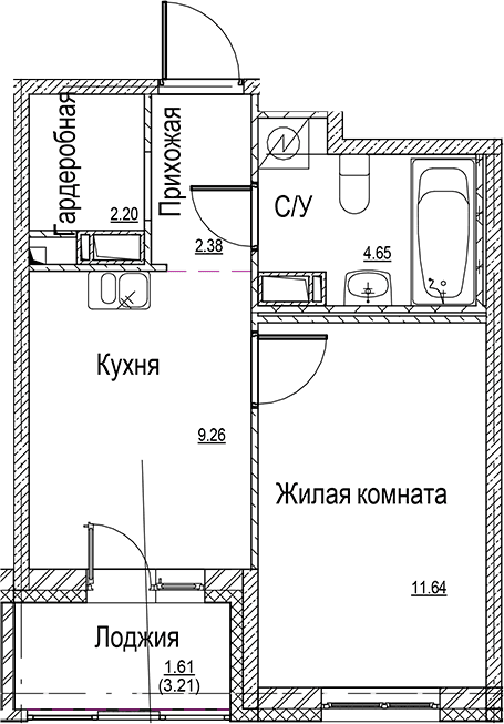 Планировка 1-комн.