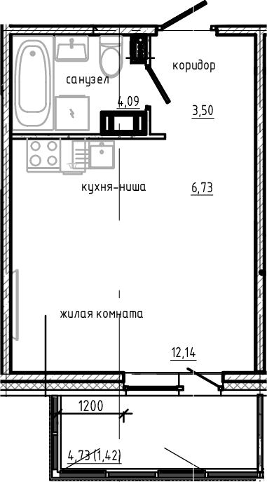 Планировка Студия