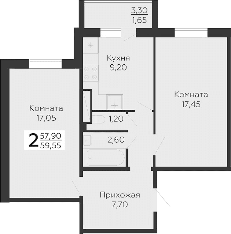 Планировка 2-комн.