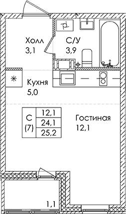 Планировка Студия