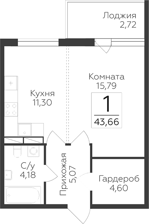 Планировка 1-комн.