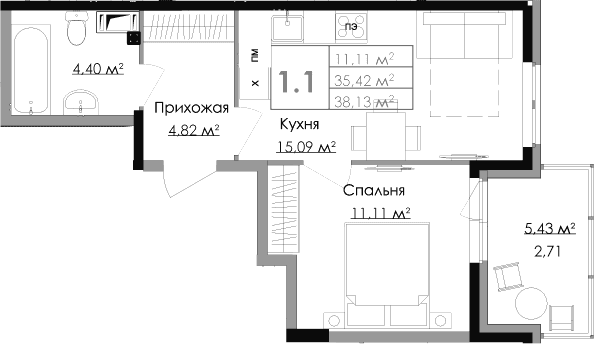 Планировка 2-комн.