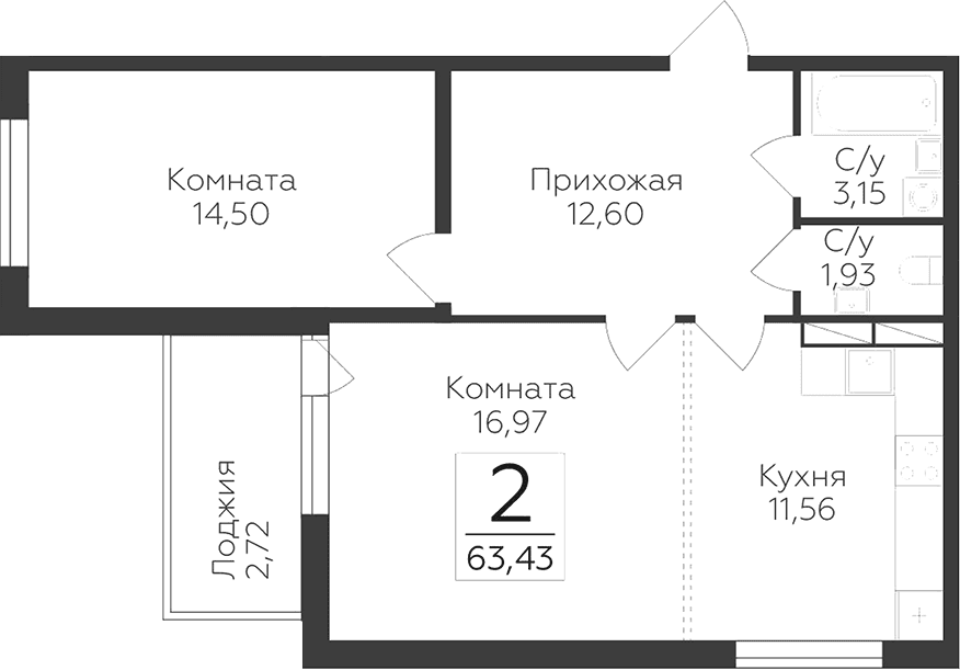 Планировка 2-комн.