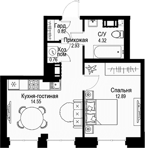 Планировка 1-комн.