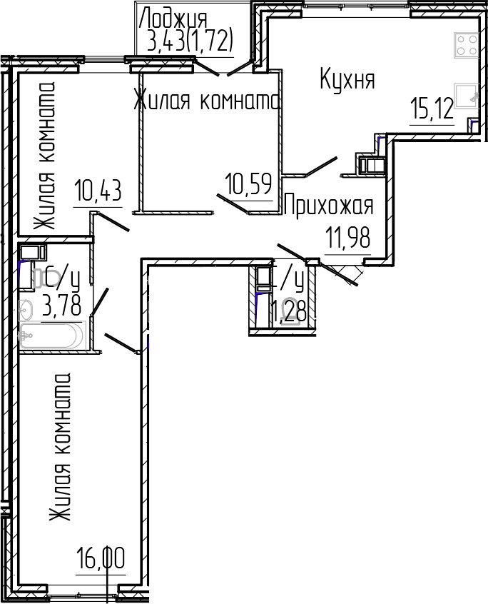 Планировка 4-комн.+