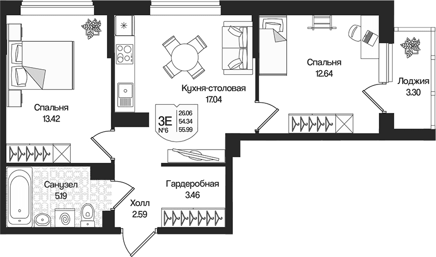 Планировка 3-комн.