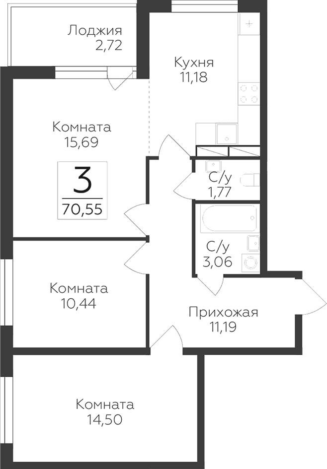 Планировка 3-комн.