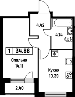 Планировка 1-комн.