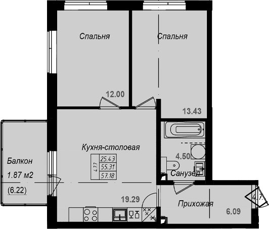 Планировка 3-комн.
