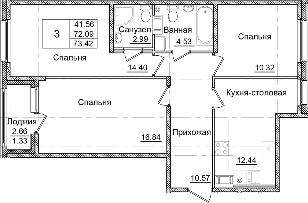 Планировка 3-комн.