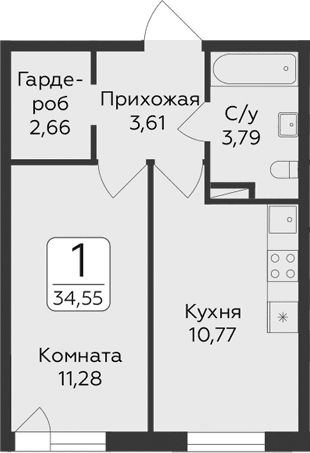 Планировка 1-комн.