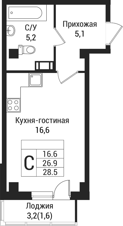 Планировка Студия