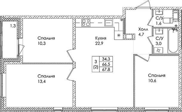 Планировка 3-комн.