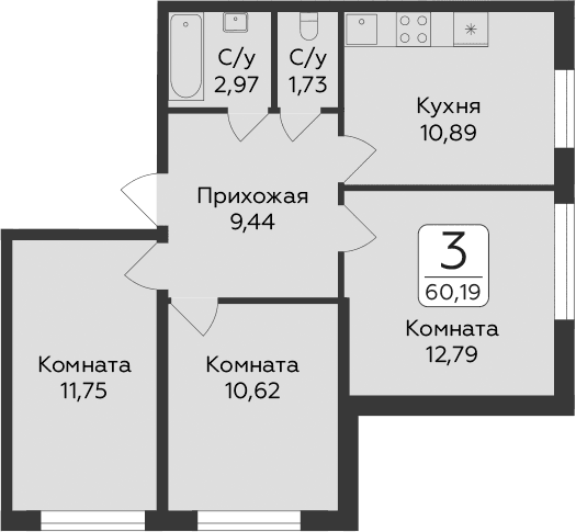 Планировка 3-комн.