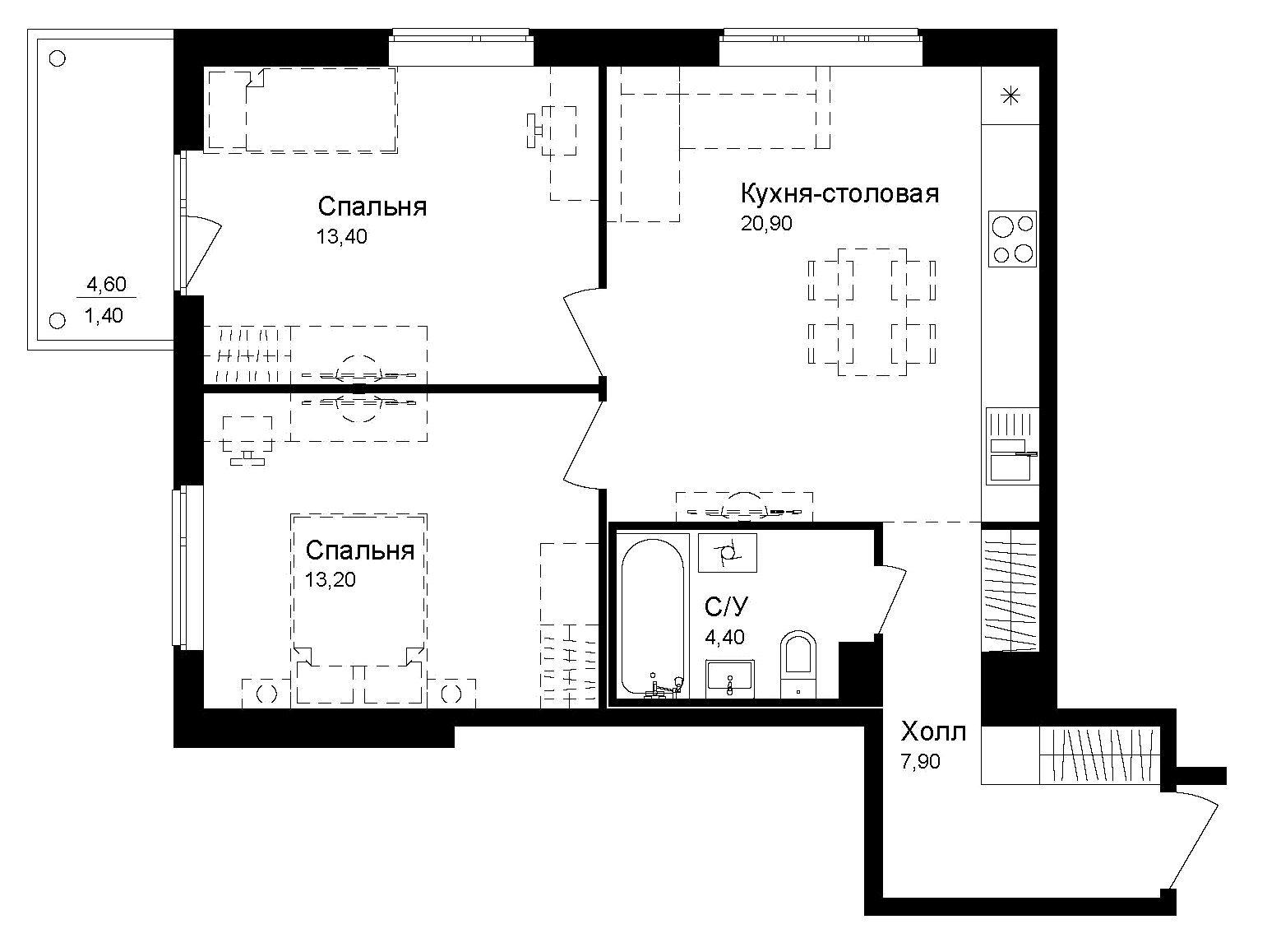 Планировка 2-комн.