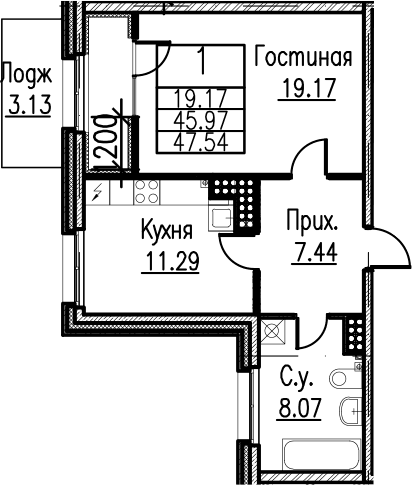 Планировка 1-комн.