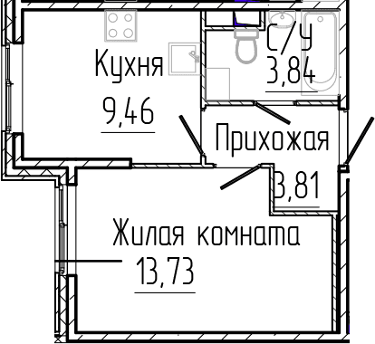 Планировка 1-комн.