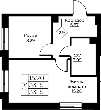 Планировка 1-комн.
