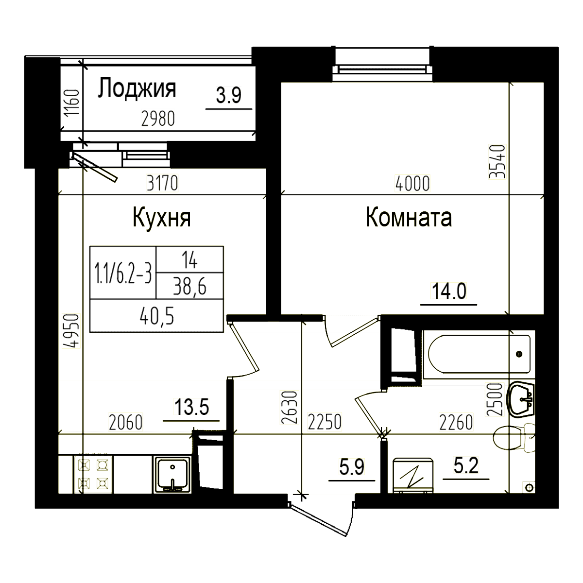 Планировка 1-комн.