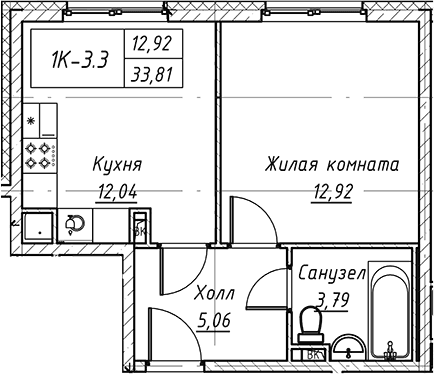 Планировка 1-комн.
