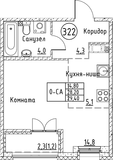 Планировка Студия
