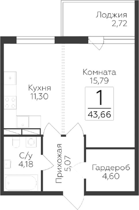 Планировка 1-комн.