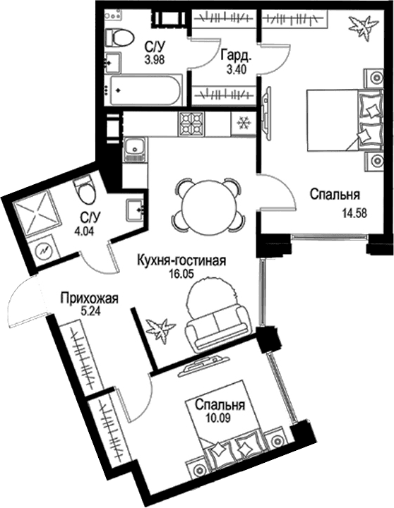 Планировка 3-комн.