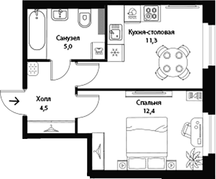Планировка 1-комн.