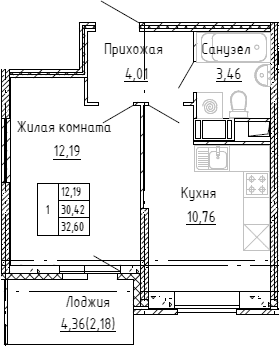 Планировка 1-комн.