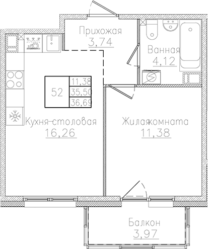 Планировка 2-комн.