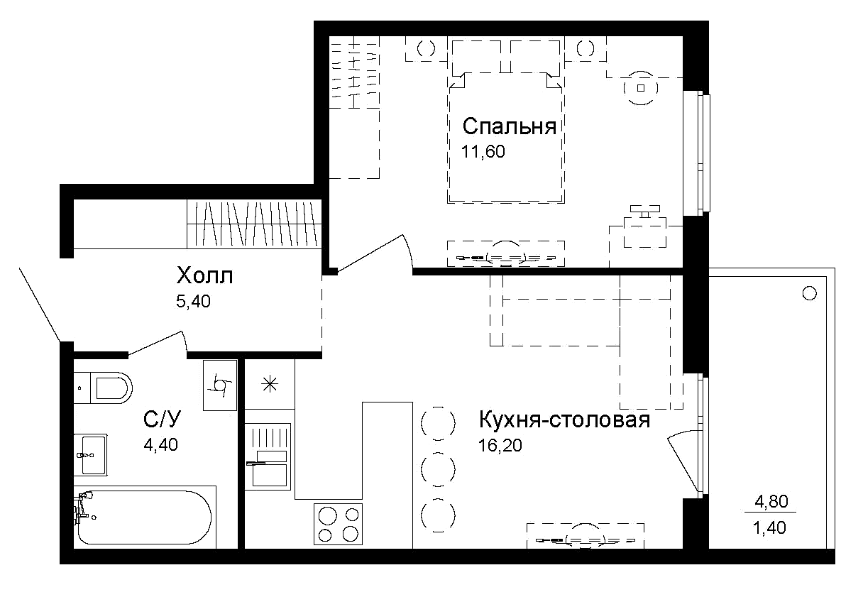 Планировка 1-комн.