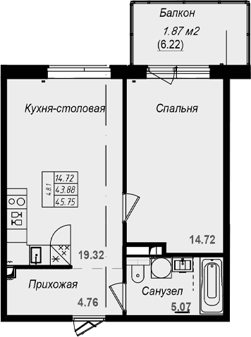 Планировка 2-комн.