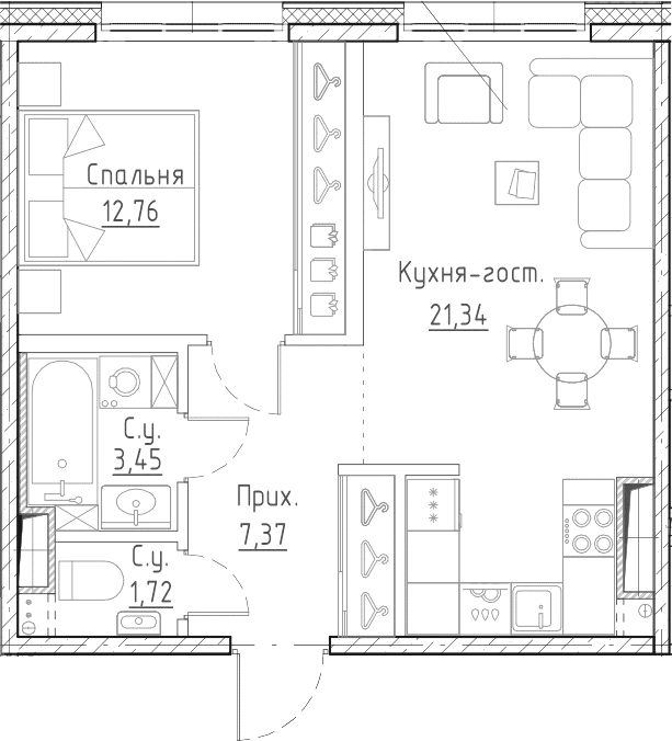 Планировка 2-комн.