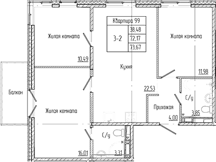 Планировка 4-комн.+