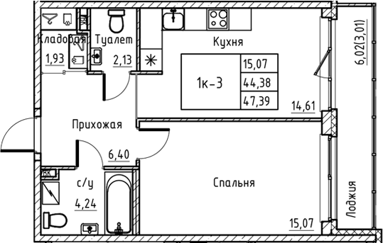 Планировка 1-комн.