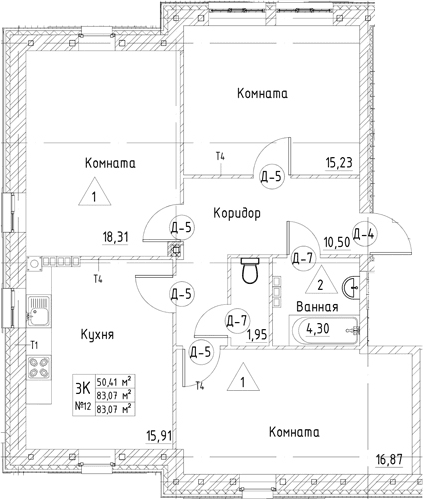 Планировка 3-комн.