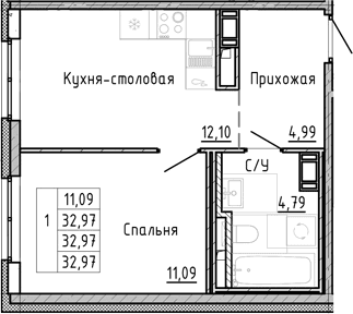 Планировка 2-комн.
