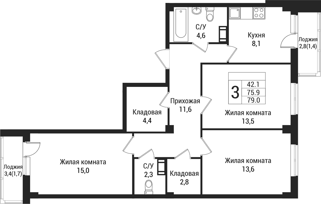 Планировка 3-комн.