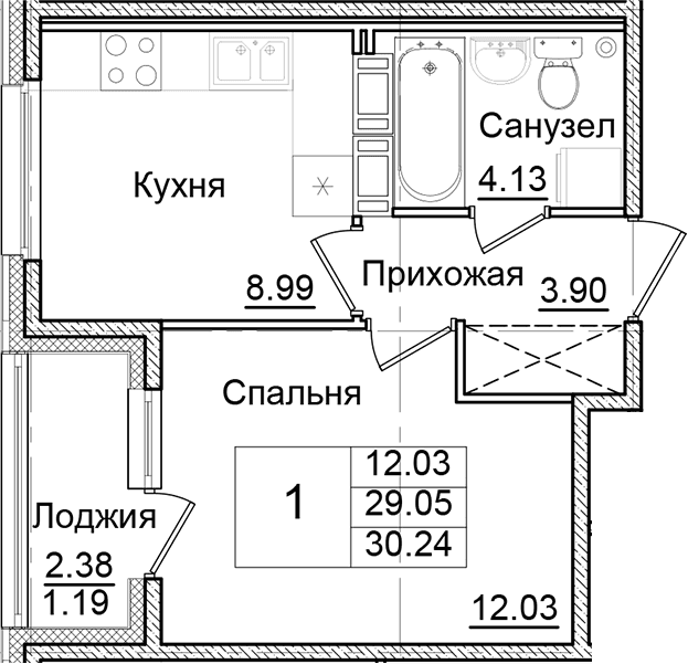 Планировка 1-комн.