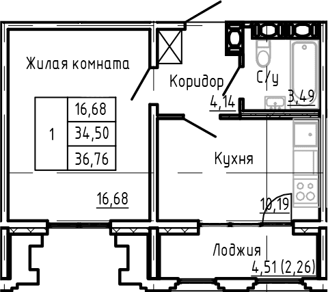 Планировка 1-комн.