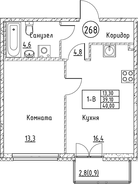 Планировка 2-комн.